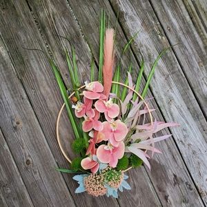 Coral Orchid Wreath